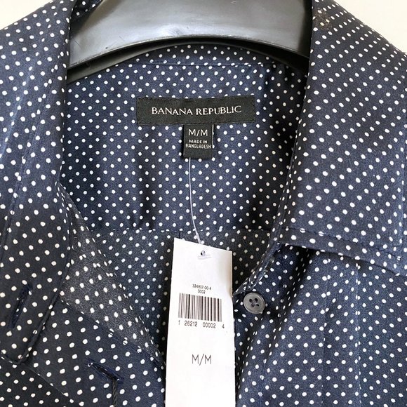 Banana Republic navy blue polka dot blouse - Picture 2 of 9